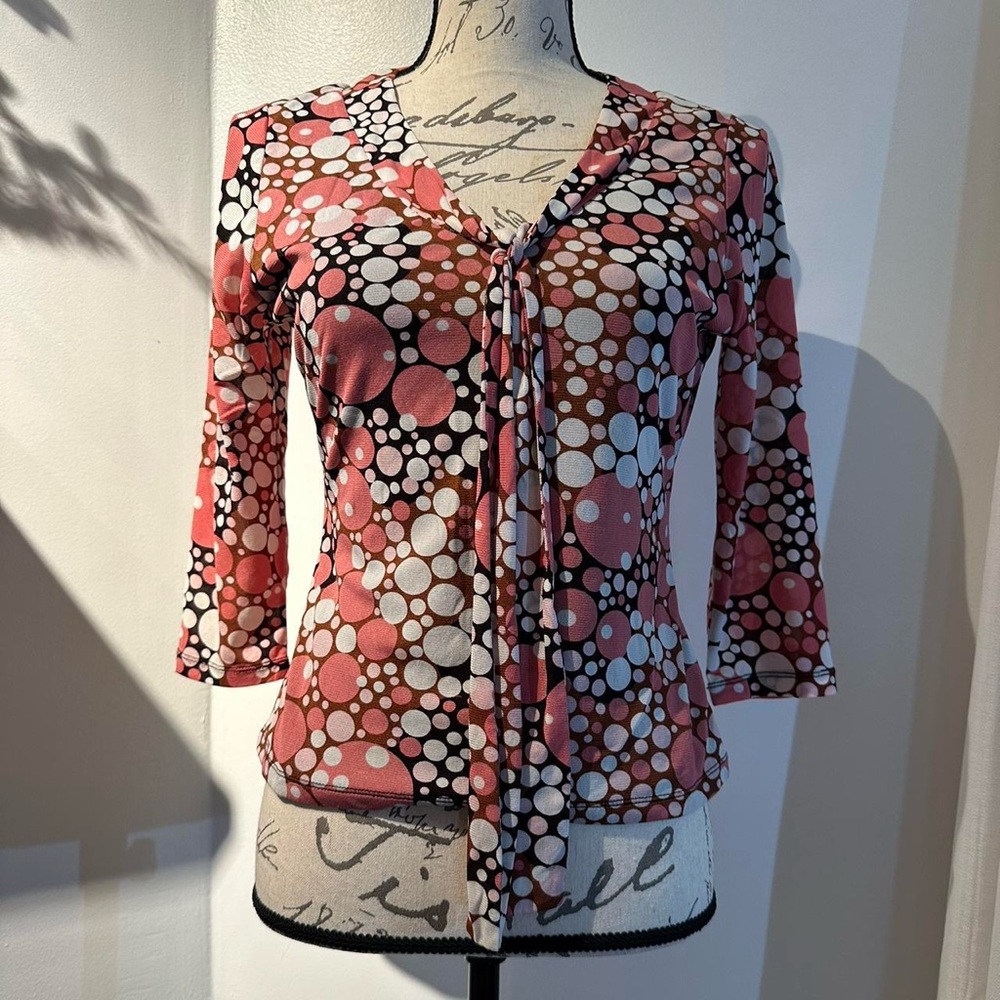 Bubbles Paradise Y2k V neck 3/4 Top